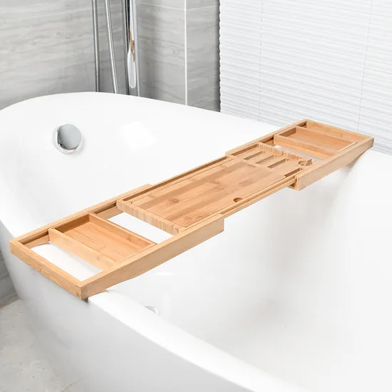 Estante extensible para bañera, bandeja para bañera, estante para bañera de bambú