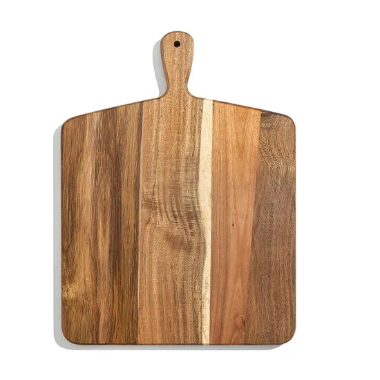 Tabla de servir de corte de queso de madera de acacia grande al por mayor con mango