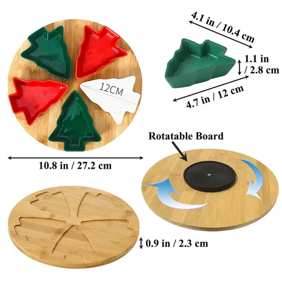 Elegante juego de chips y DIP de cerámica para árbol de Navidad de 5 piezas