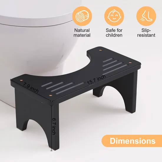 Altura duradera de color negro: taburete de inodoro de bambú creciente