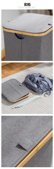 Grande - polvo moderno de la capacidad - cesta de lavadero de bambú del paño de Oxford de la prueba con el bolso interno