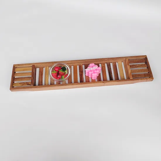 Mesa de bandeja de bañera de bambú de color blanco para baño