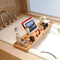 Bandeja extensible de bambú para bañera con estante de lectura, soporte para tableta, bandeja para teléfono móvil y soporte para copa de vino