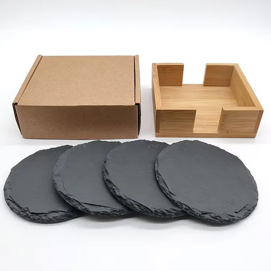 Juego de posavasos de pizarra con forma de corazón de estilo rústico para cocinas campestres