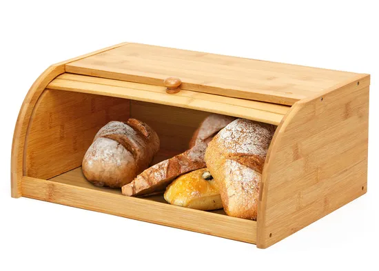 Organizador de almacenamiento de pan de bambú necesario montaje de alta calidad