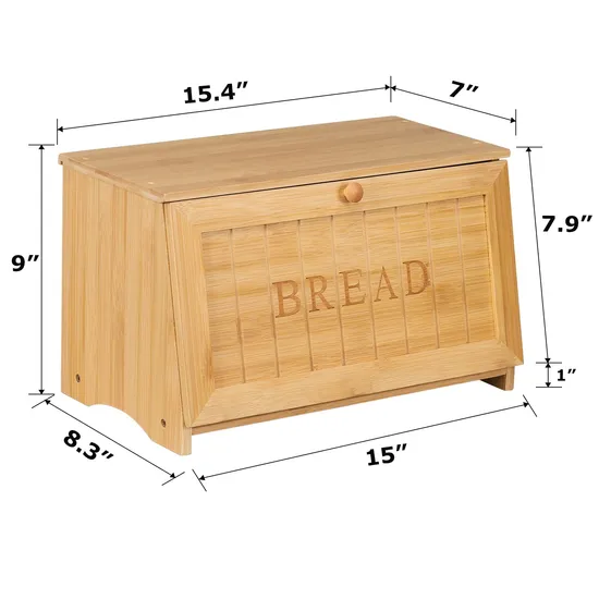 Caja organizadora de almacenamiento de alimentos, caja de pan de bambú para encimera