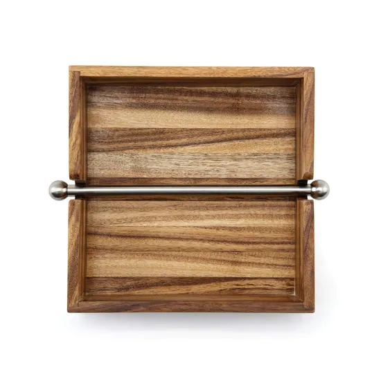 Servilletero de madera de acacia para decoración de mesa de cocina