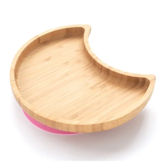 Fabricación de platos de comida para bebés de bambú en forma de luna con succión