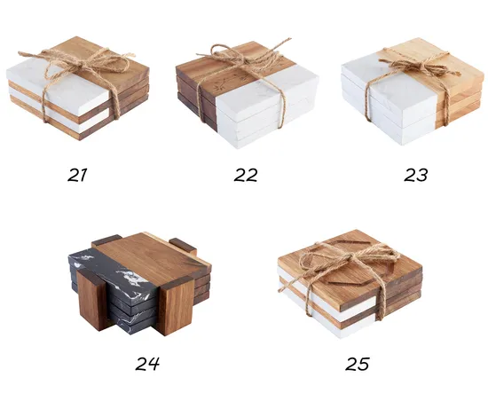 Posavasos decorativos de pizarra con elegante soporte de metal