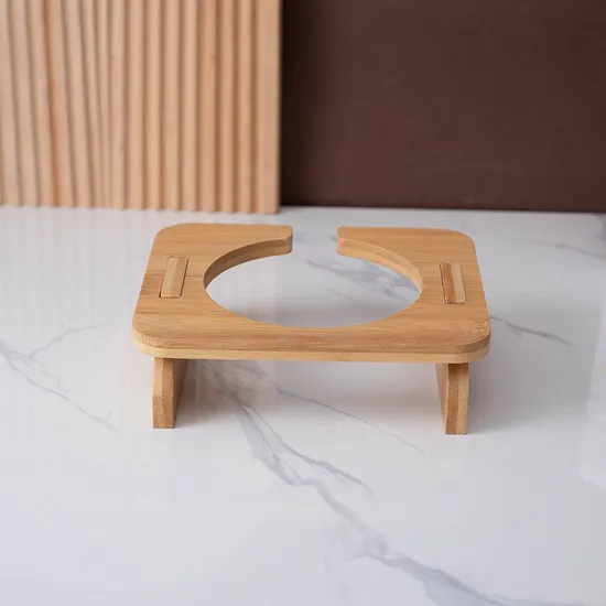 Ningún plato de cerámica del cuenco del animal doméstico del derrame con el cuenco doble de cerámica del animal doméstico del soporte de madera para el gato del perro
