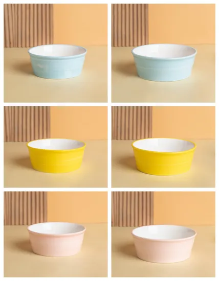 Cuenco de cerámica para perros y gatos con protección para el cuello para alimentar agua y comida