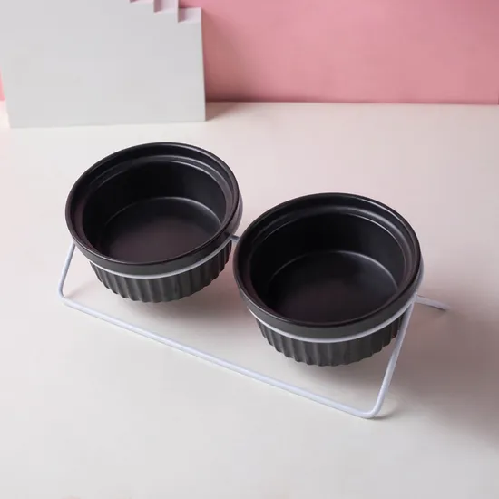 Cuenco de cerámica negro para alimentación de mascotas, cuenco para comida, cuenco para aperitivos para uso doméstico
