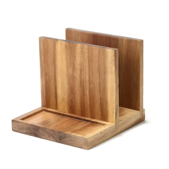 Soporte natural para servilletas con organizador de almuerzo para restaurante con carrito de sal y pimienta