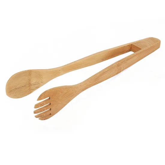 Pinzas de ensalada de cuchara de tenedor de bambú para cocina