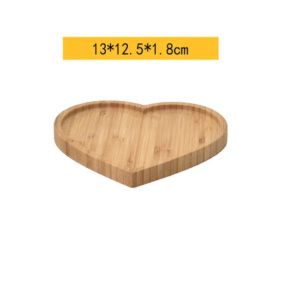 Bulkbuy Juego de platos de pan de bambú con forma de corazón de diferentes tamaños
