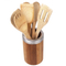 Home Basics Juego de utensilios de cocina de bambú con soporte