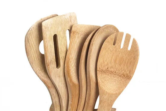 Personalice el juego de utensilios de cocina y soporte de bambú cuadrado para cocina