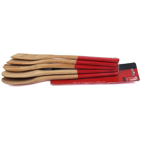 Juego de herramientas de cocina de bambú de color de lectura personalizado de 5 para cocina