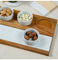 Tabla de servir de madera de acacia con mármol y 3 vasos de cerámica DIP