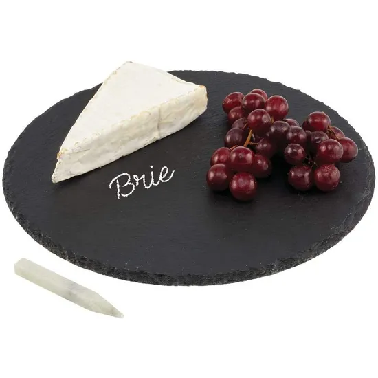 Tabla de servir de pizarra de forma redonda para bocadillos/queso/carne