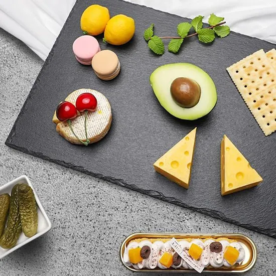 Tabla de servir de pizarra para aperitivos de queso y carne