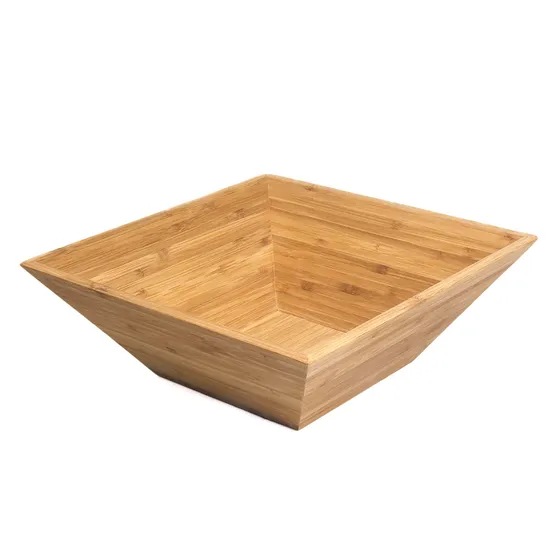 Cuencos cuadrados de bambú para servir ensalada y fruta