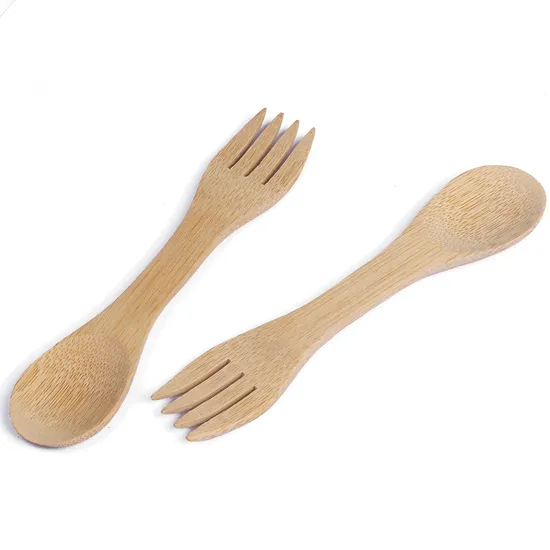 Suministro de tenedor y cuchara de bambú reutilizables del juego de Spork de bambú