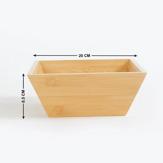 Ensaladera de bambú de forma cuadrada, cuenco para servir para cocina
