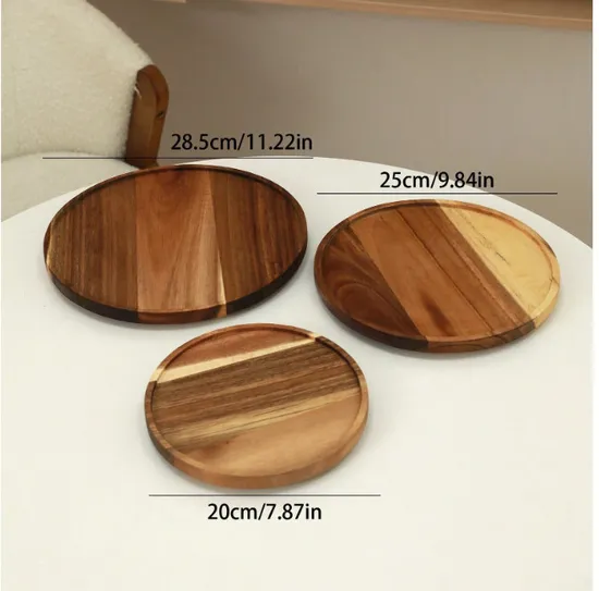 Juego de platos giratorios de madera de Acacia para servir Lazy Susan para comida