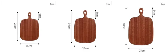 Juego de 3 tablas para servir de madera de ébano con forma de paleta y mango