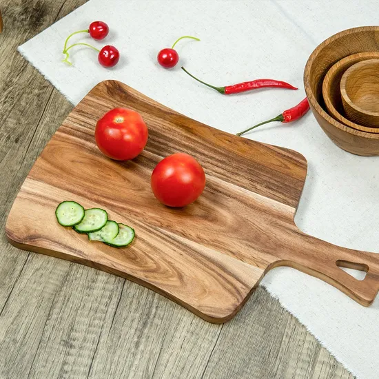 Tabla de cortar de madera con asas para frutas de queso