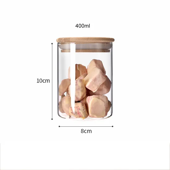 Botes de cocina, tarros de cristal para almacenamiento de alimentos con tapas de madera de bambú para contenedores de dulces de azúcar, conjunto