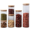 Tarro de almacenamiento de vidrio de borosilicato con tapa de bambú para nueces, galletas, dulces, café, envasado de alimentos