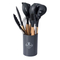 Juego de 12 piezas de accesorios de cocina de silicona, herramientas de cocina, utensilios de cocina con mangos de madera
