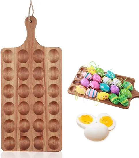 Plato de huevo relleno rectangular grueso, bandeja de exhibición de huevos para 24 huevos frescos