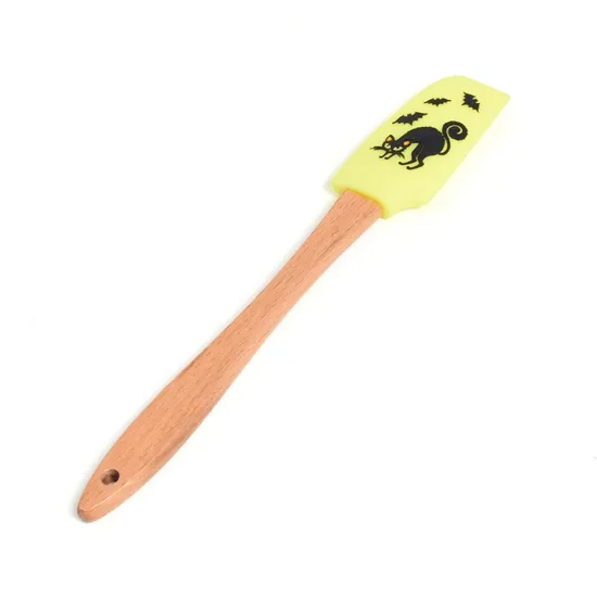 El estilo al por mayor de Halloween imprimió la espátula de la hornada de la torta y de la crema del silicón con la manija de madera