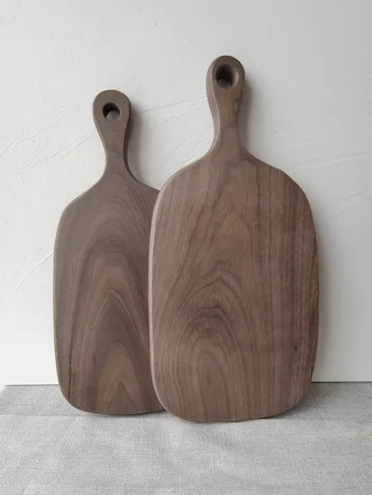 Tabla de cortar de madera de nogal negro, bloques de corte, plato para servir, bandeja para pan y Pizza