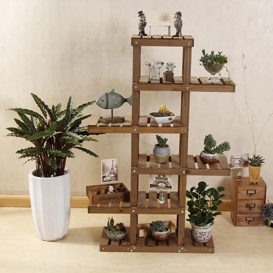 arriba - Abajo e izquierda - Mesa de seis capas apilada a la derecha - Mini estante superior para flores para plantas suculentas