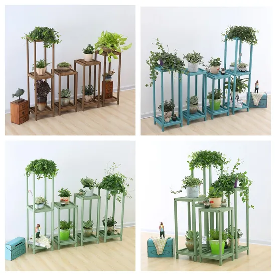 Tres - Capa o Tour - Estante de exhibición de flores de madera cuadrado de capas para sala de estar