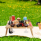 Mesa de picnic de bambú rectangular plegable para vino para exteriores