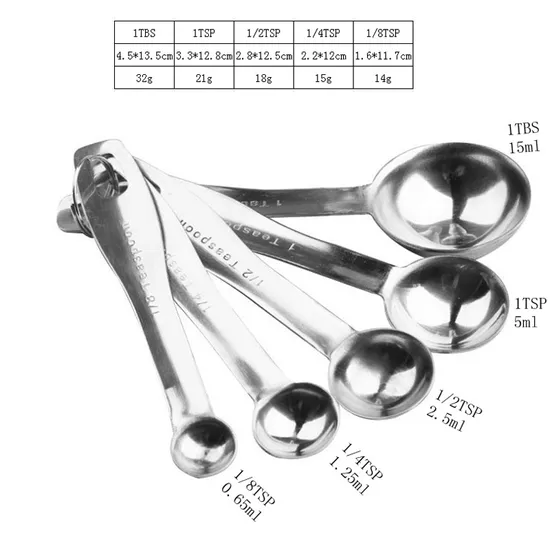 Cucharas medidoras de acero inoxidable de doble cabezal para medir juegos de granos de café y hojas de té
