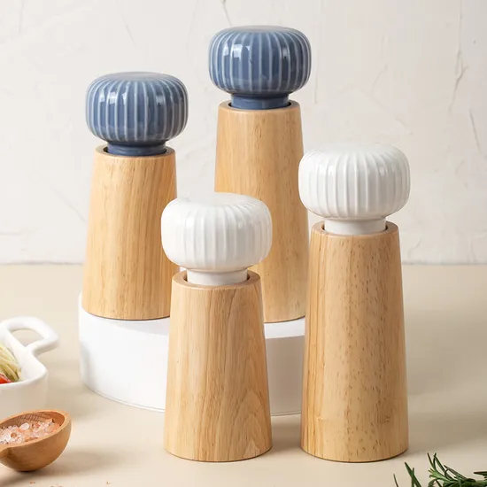Molinillo de pimienta de madera de haya y cerámica danesa nórdica, molinillo de sal, botella, molinillo de pimienta