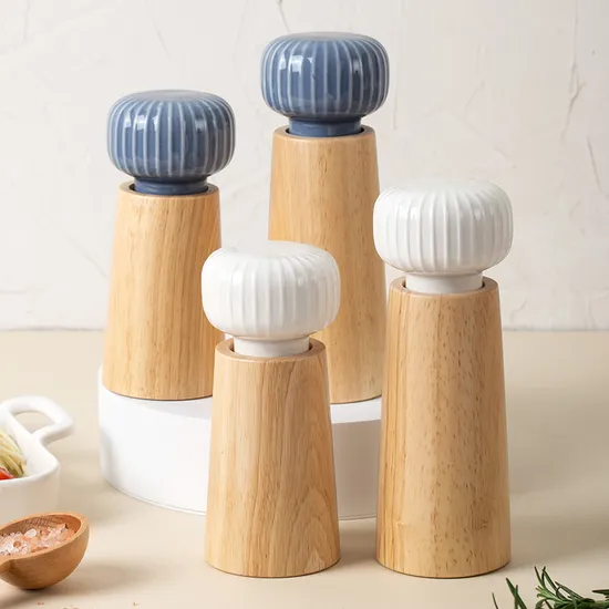Molinillo de pimienta de madera de haya y cerámica danesa nórdica, molinillo de sal, botella, molinillo de pimienta