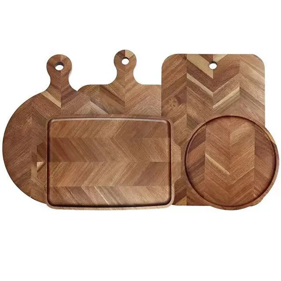 Tabla para cortar y servir de madera de acacia con diseño de espiga