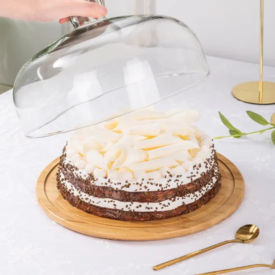 Soporte para pasteles redondo de bambú para uso doméstico vintage con tapa Bulkbuy