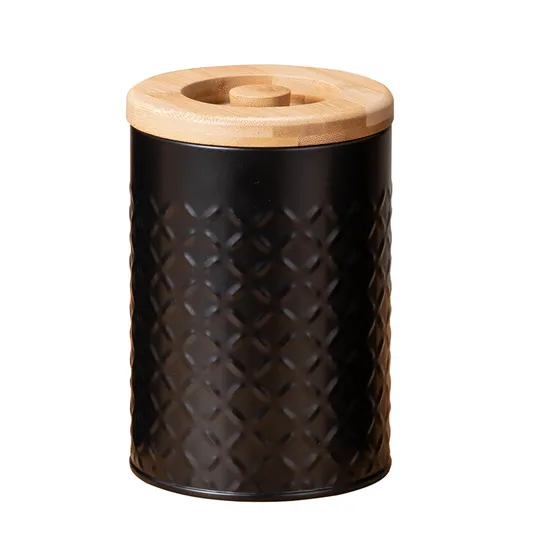 Juegos de botes de metal negro para almacenamiento de azúcar, té y café