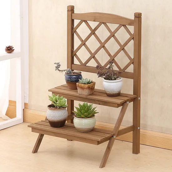 Soporte de flores escalonado, soporte de plantas Vintage, soporte de maceta de madera para jardín