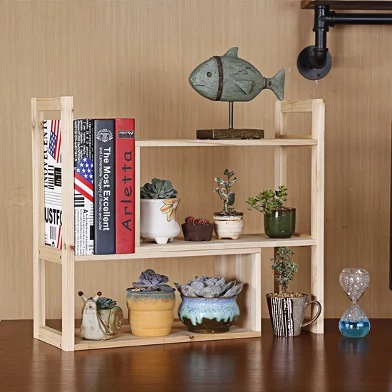 Estantería de escritorio de madera para estudio, organizador de escritorio, soporte para maceta