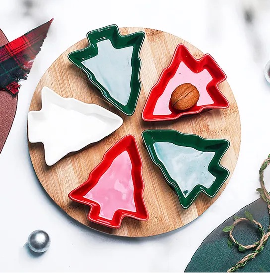 Elegante juego de chips y DIP de cerámica para árbol de Navidad de 5 piezas