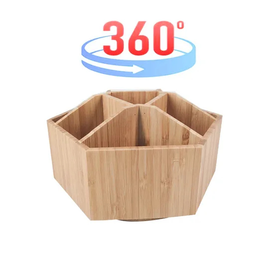 Organizador de escritorio de bambú giratorio, suministros de arte, Caddy, sostiene rotulador, caja de almacenamiento de pinceles para oficina y escuela